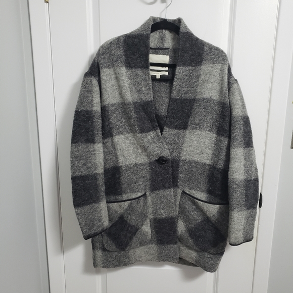 ARITZIA WILFRED FREE Grey Plaid Wool Neelam Jacket Coat - Picture 3 of 12